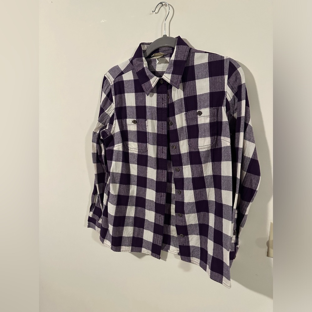 Duluth Purple Plaid Button-up. Size M